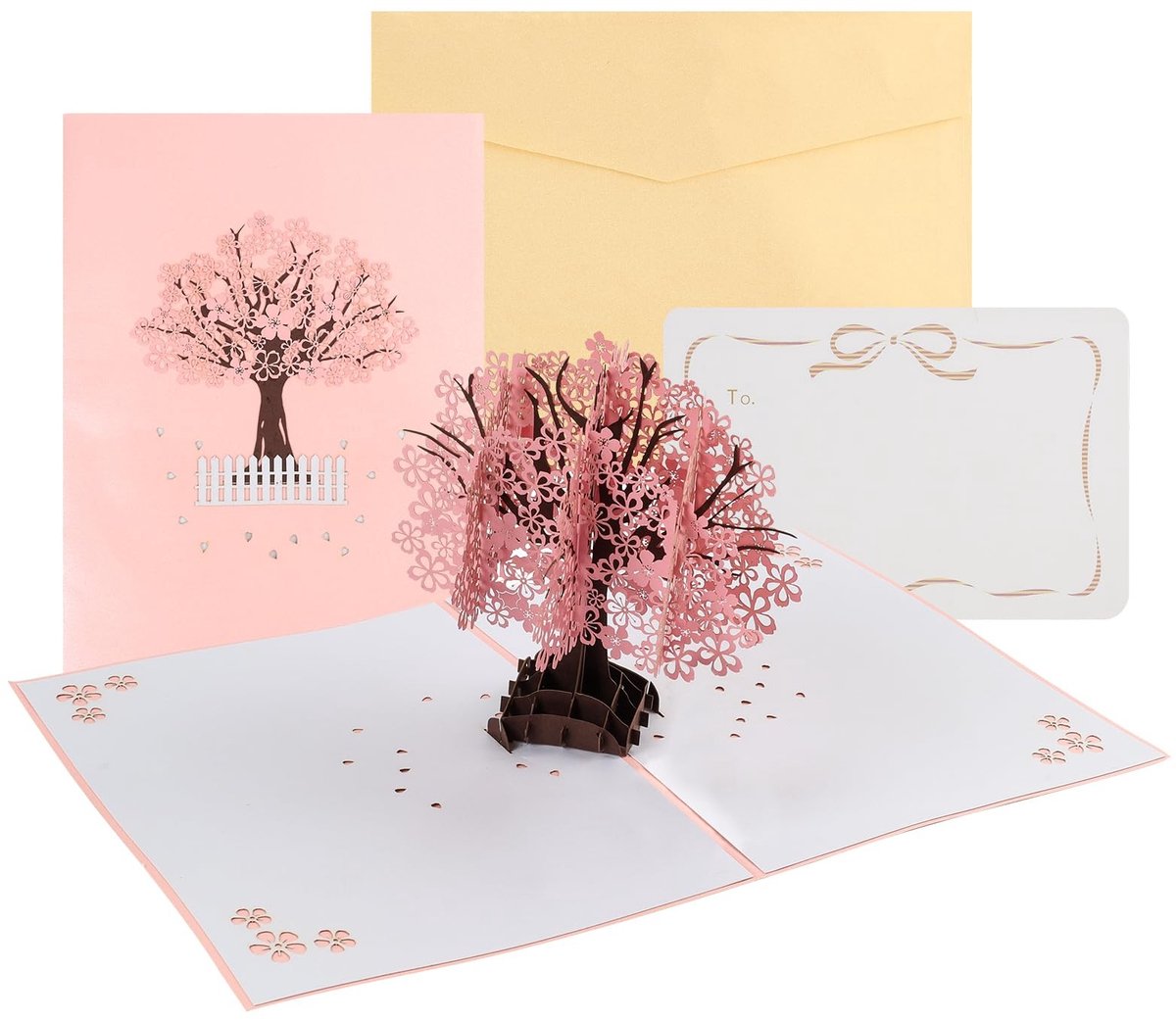 SolidKeus - 3D Pop-up Kaart met Liefdesboom en Kussen Paar
