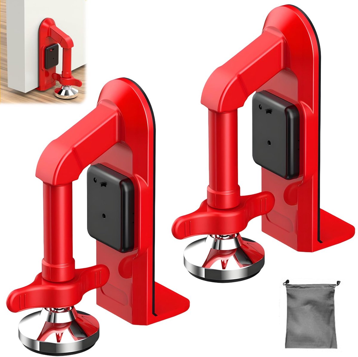 SolidKeus - 2 Stuks Draagbare Deurstopper met Alarm
