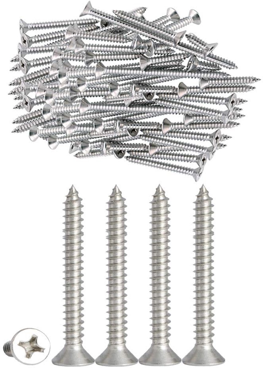 SolidKeus - RVS Zelftappende Schroeven, 100 Stuks M4 x 40mm