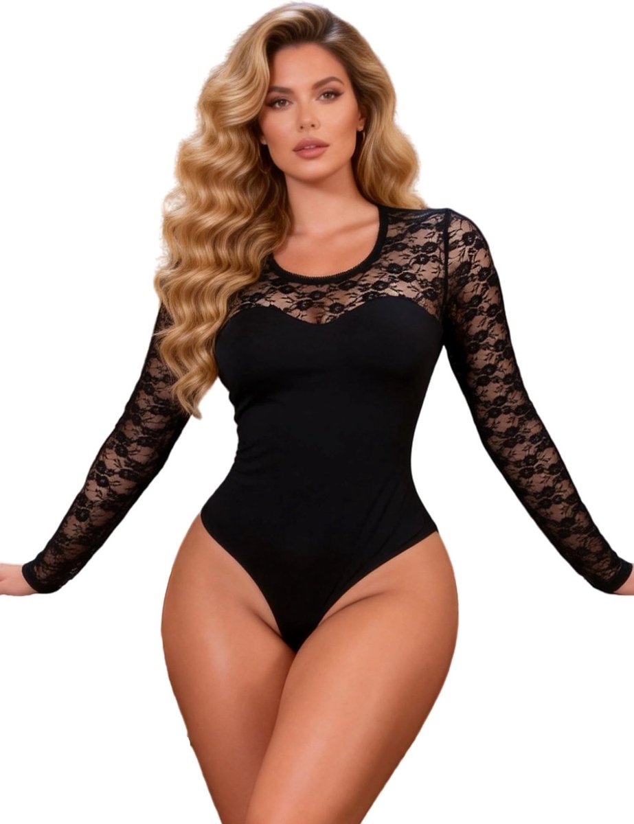 SolidKeus - Sexy Transparante Body met Lange Mouwen voor Dames