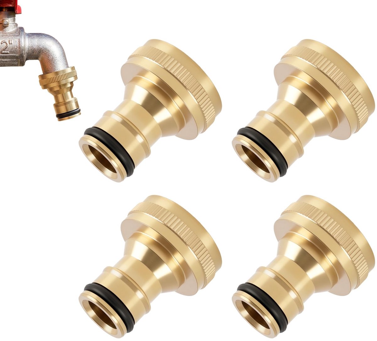 SolidKeus - Set van 4 Tuinslangverbinders van Messing