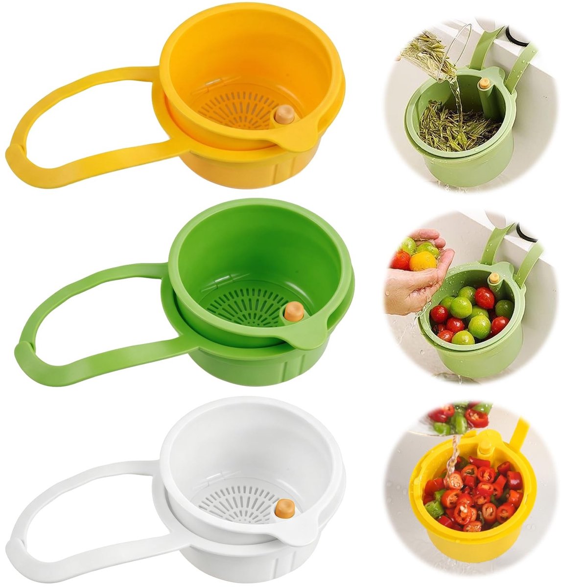 SolidKeus - Set van 3 Multifunctionele Gootsteenzeven