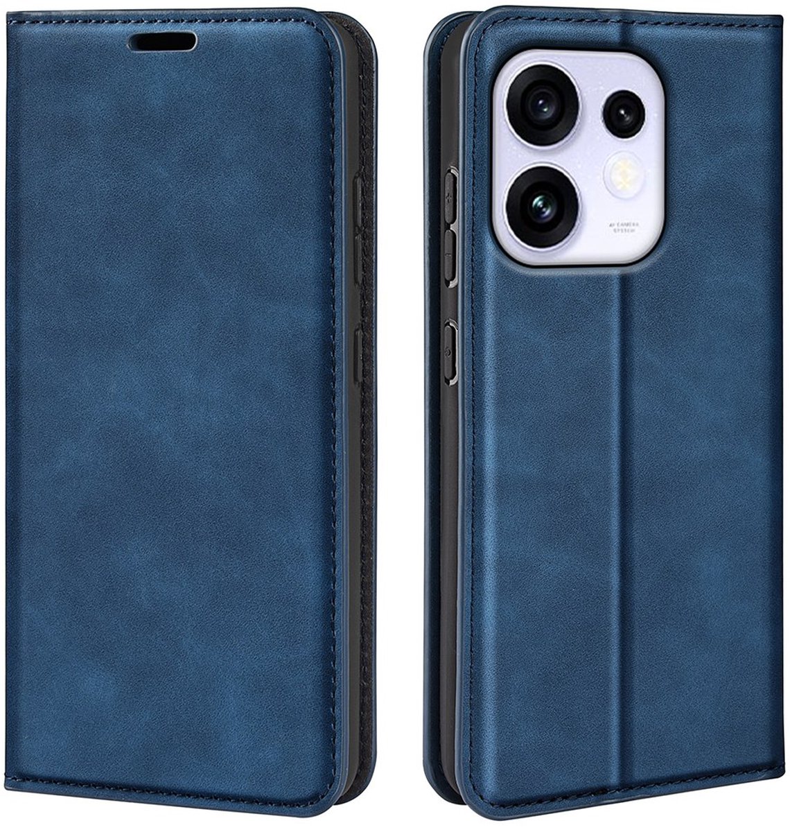 MobyDefend Hoesje - Geschikt voor Oppo Reno16 / 16 Pro - Luxe Wallet Bookcase (Magnetische Sluiting) - Blauw