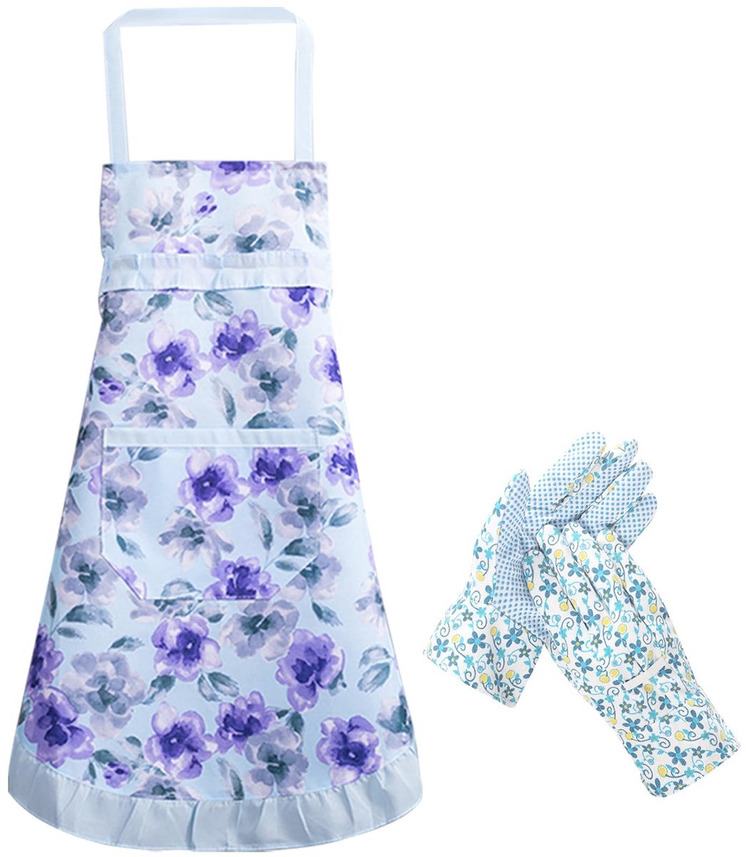 SolidKeus - Tuinwerk Handschoenen met Antislip en Bloemen Schort