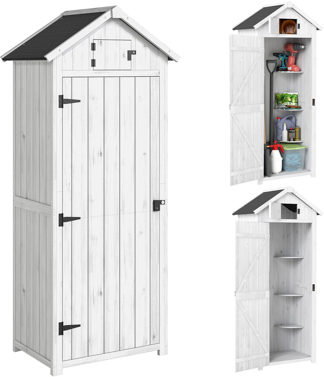 Outsunny tuinschuur - Hout - 77x54,2x179cm - Lichtgrijs