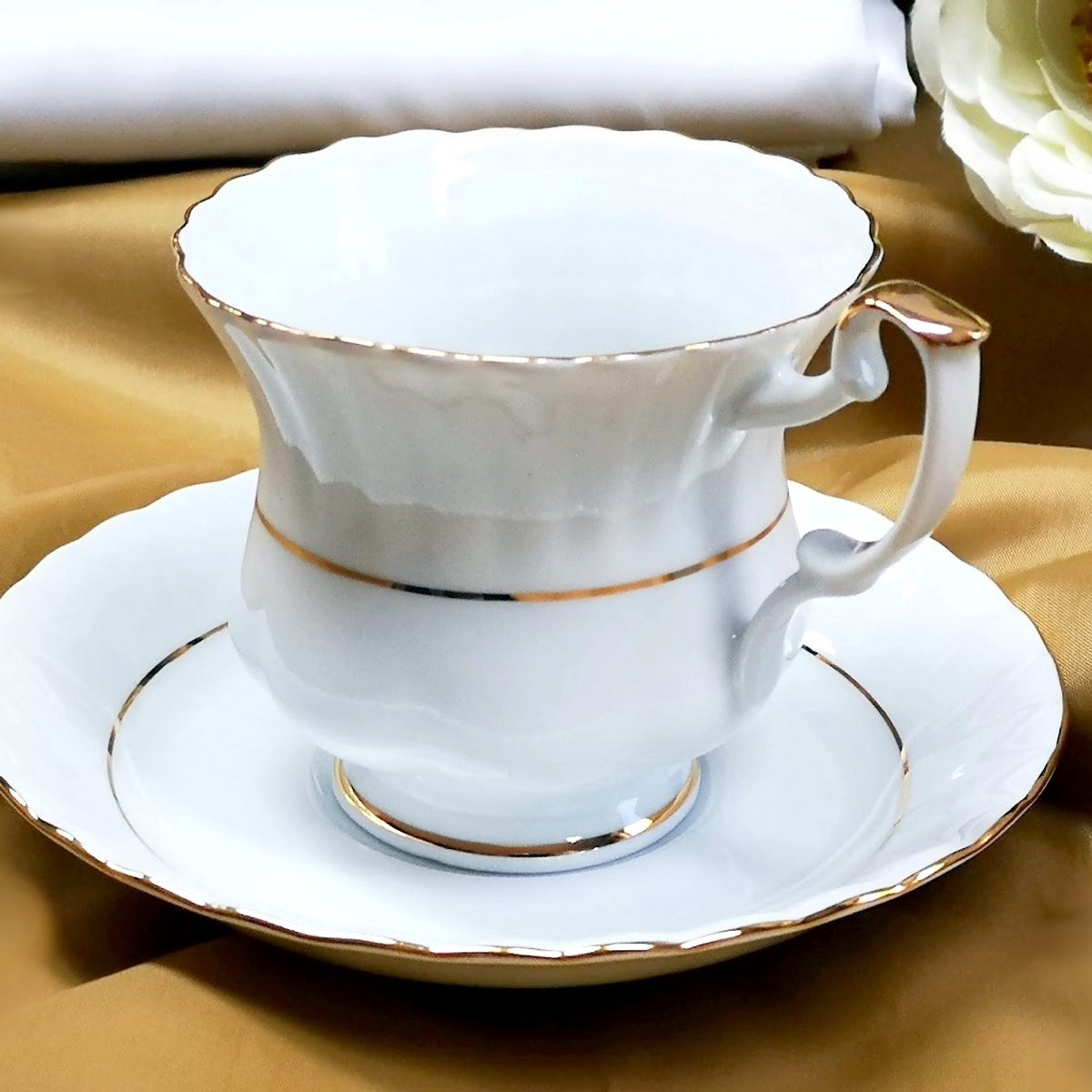 Porseleinen Koffieservies voor 6 personen, 12-delig, met gouden decoratie