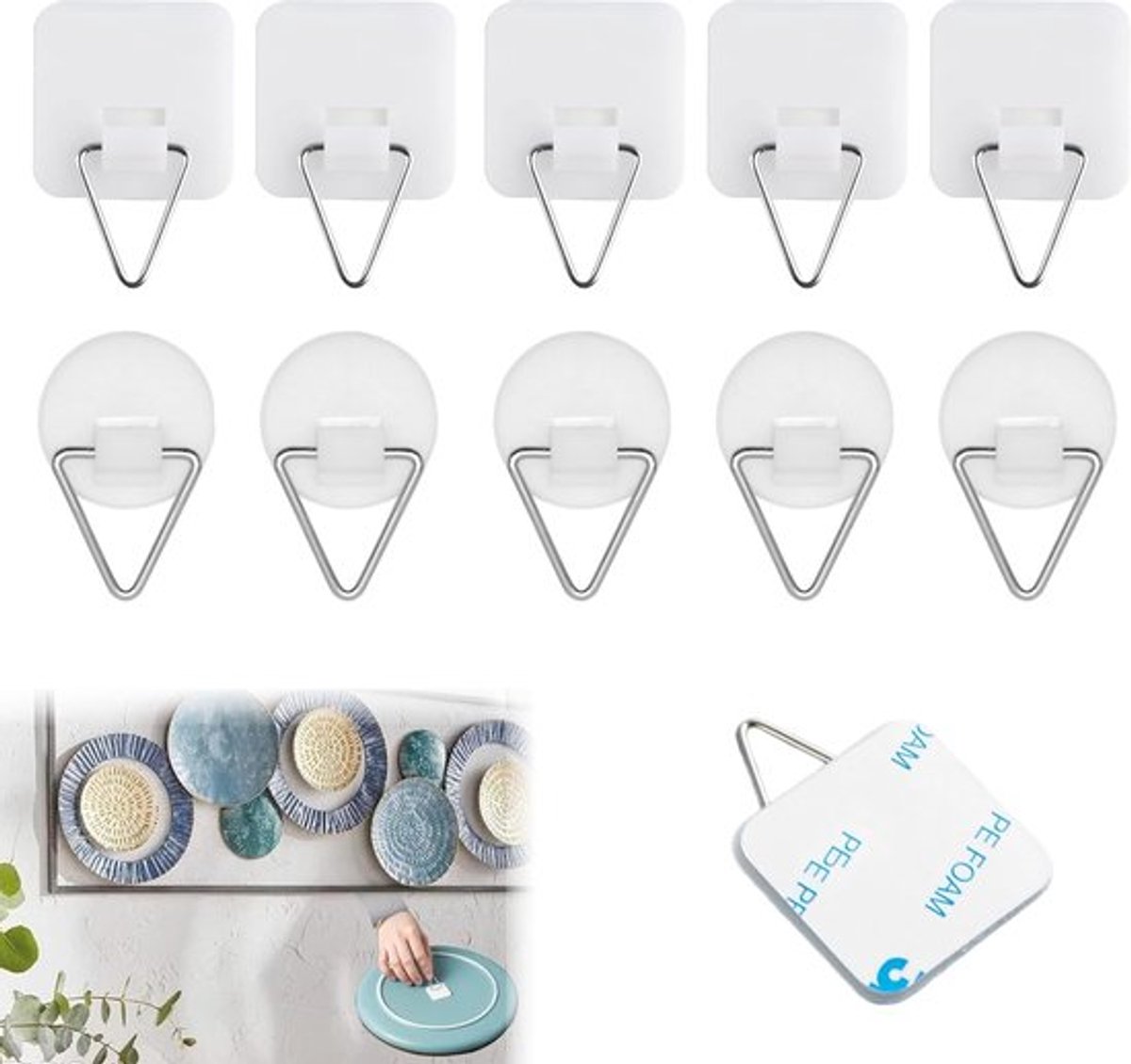Fotohaken 10 Stuks - Zelfklevend - Bordhangers voor Foto's/Posters - Muurbordhouder - Decoratieve Objecten - Indrukwekkend Draagvermogen - Muurhangers