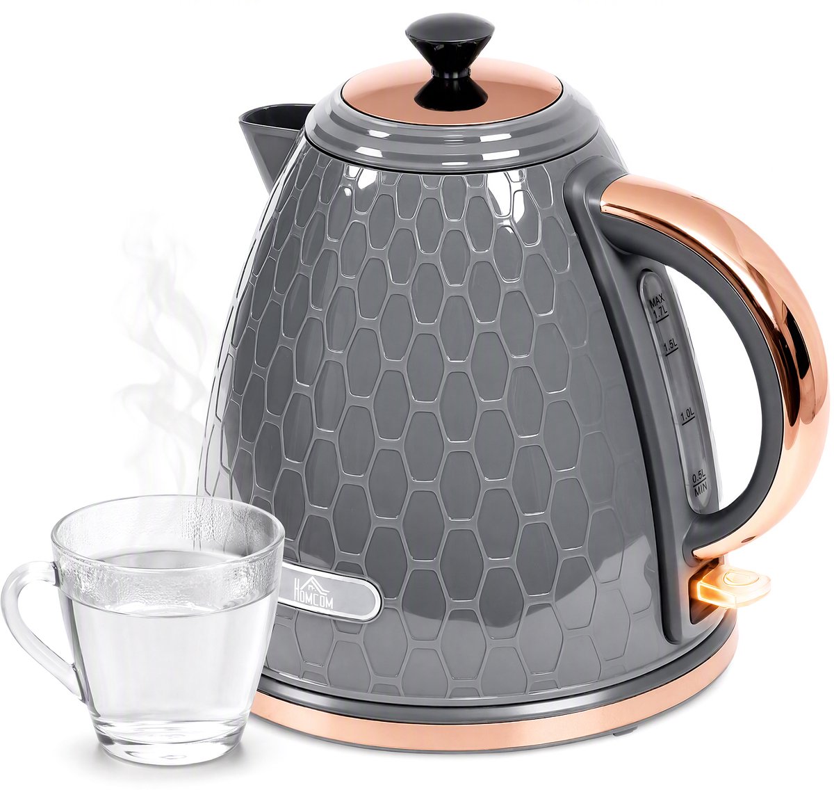 HOMCOM kettle-Kunststoff, Edelstahl-24,2 x 19,5 x 23,4 cm-Grau