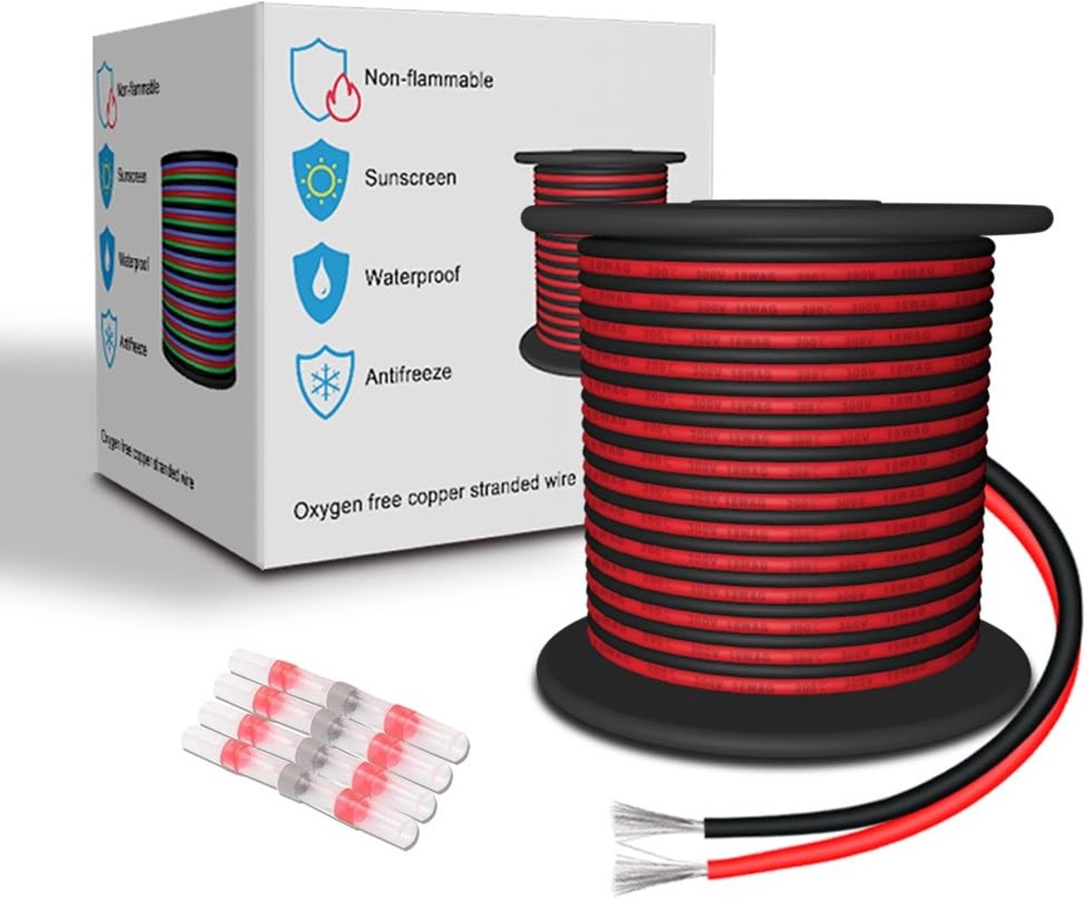 SolidKeus - Silicone Elektrische Kabel 18 AWG Rood/Zwart 10 m