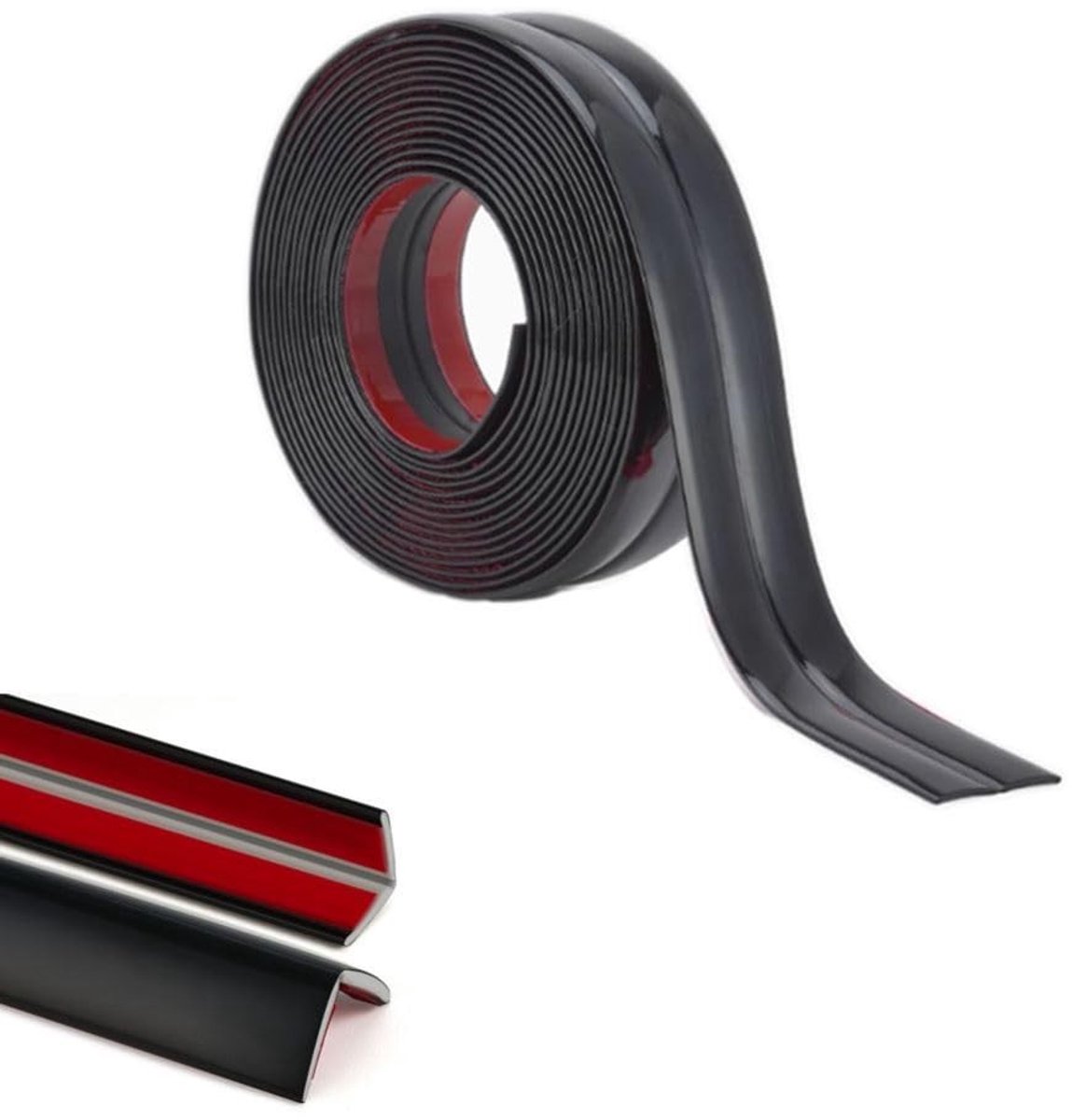 Zwarte PVC Hoekbekleding van 5 m voor Binnen en Buiten, Zelfklevende Vinyl Randen voor Tegels en Muren, Ideaal voor Hoekafwerking en Externe Bekleding, 3 cm