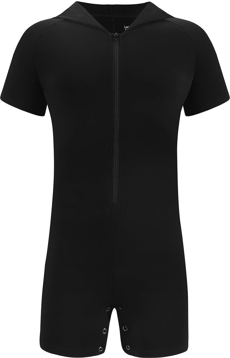 SolidKeus - Korte Mouwen Hooded Jumpsuit met Rits