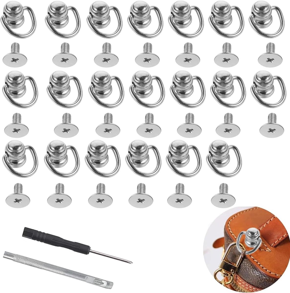 20 Stuks D-Ringen voor Handtassen, Crossbody Conversiekit, Metalen Bagage Hardware voor Leer en DIY Projecten