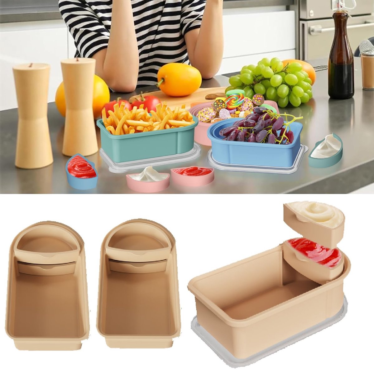 Omgoods - Set van 2 Herbruikbare Snackdozen van Silicone