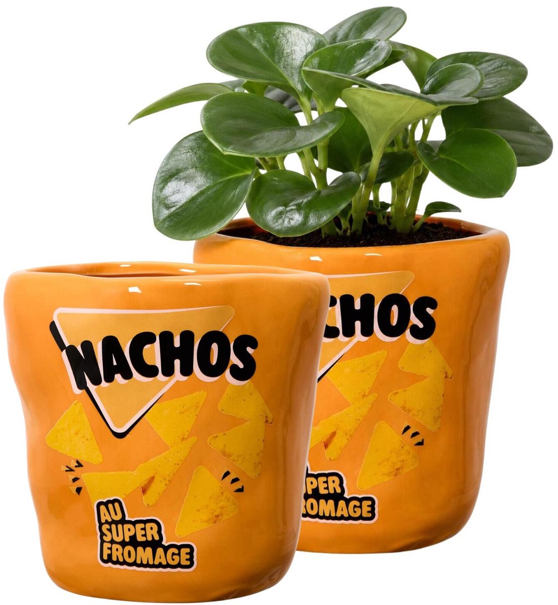 Cook Concept Planten / bloempot nacho - geel - keramiek - 14 x 13 cm - bioscoopstijl