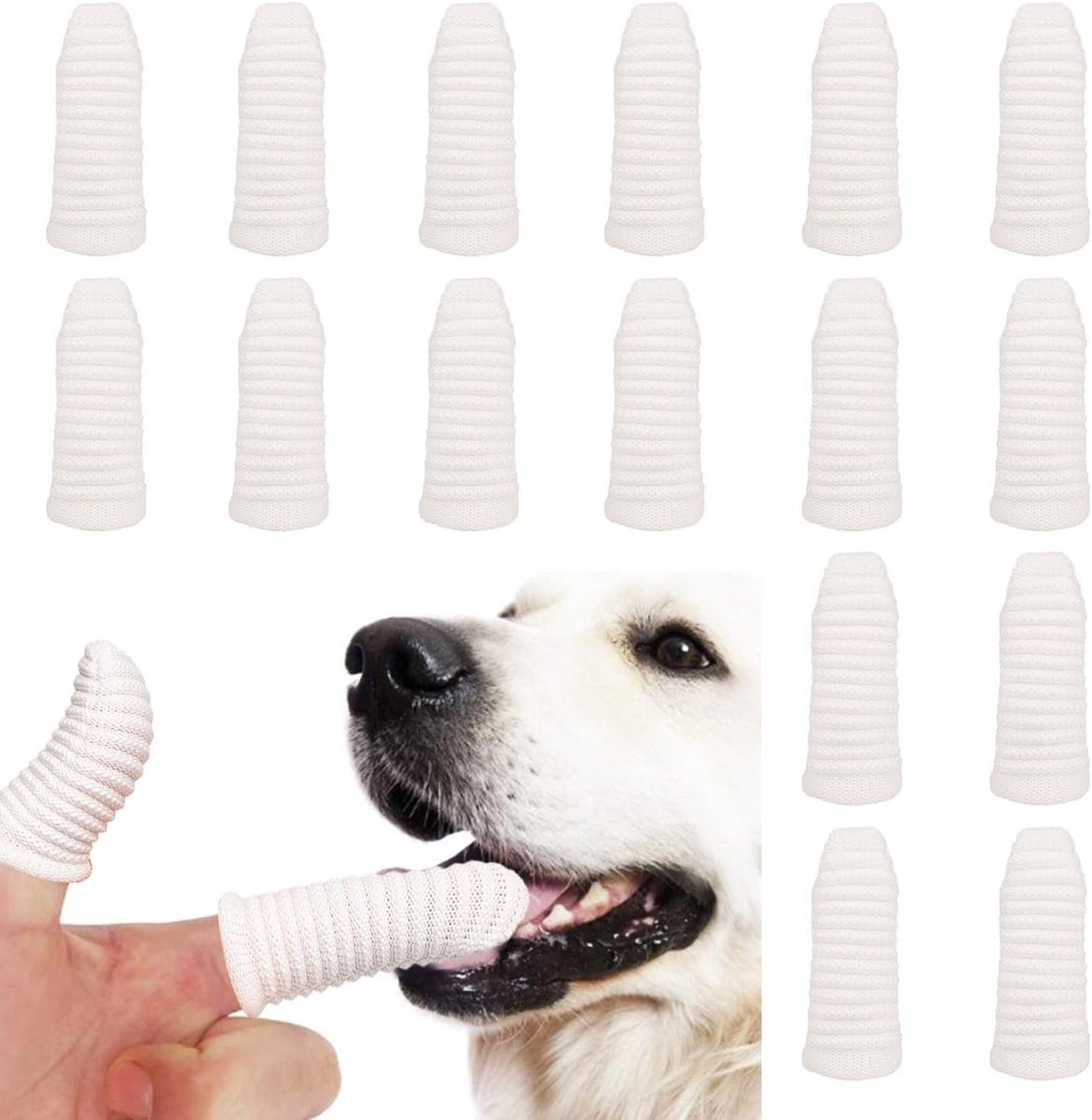 16-delige Vinger Tandenborstel voor Honden en Katten - Volledige Omhulde Tandenborstel voor Dieren - Tandverzorging en Mondhygiëne voor Huisdieren
