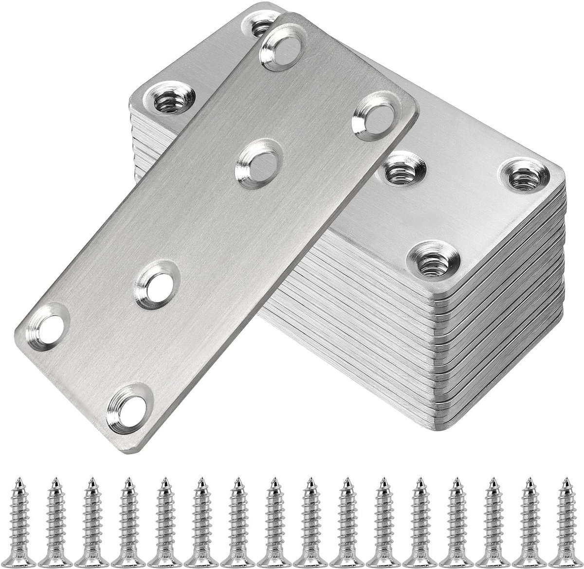Omgoods - Set van 20 RVS Vlakke Verbinderplaten