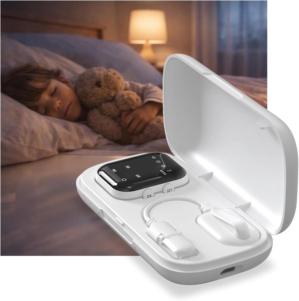 Draadloos Bedplas-Alarm voor Kinderen en Volwassenen – Sensor + Ouderontvanger tot 10m – Geluid, Trilling & Lichtwaarschuwingen – Alertgeschiedenis & USB-Oplaadbaar
