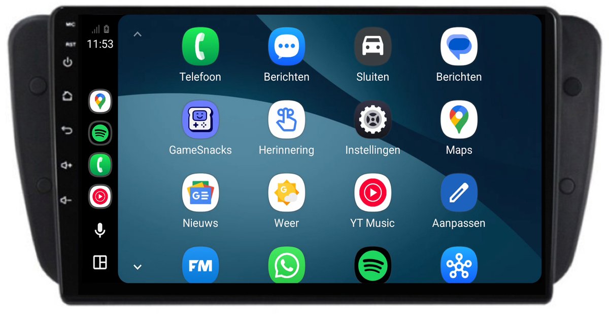 CarPlay autoradio geschikt voor Seat Ibiza | 2008 t/m 2014 | Cartronix CTX-7005 | 2008 2009 2010 2011 2012 2013 2014 | 9 inch | Android 15 | Draadloos Apple CarPlay & Android Auto | 2GB + 32GB | Bluetooth & Wifi