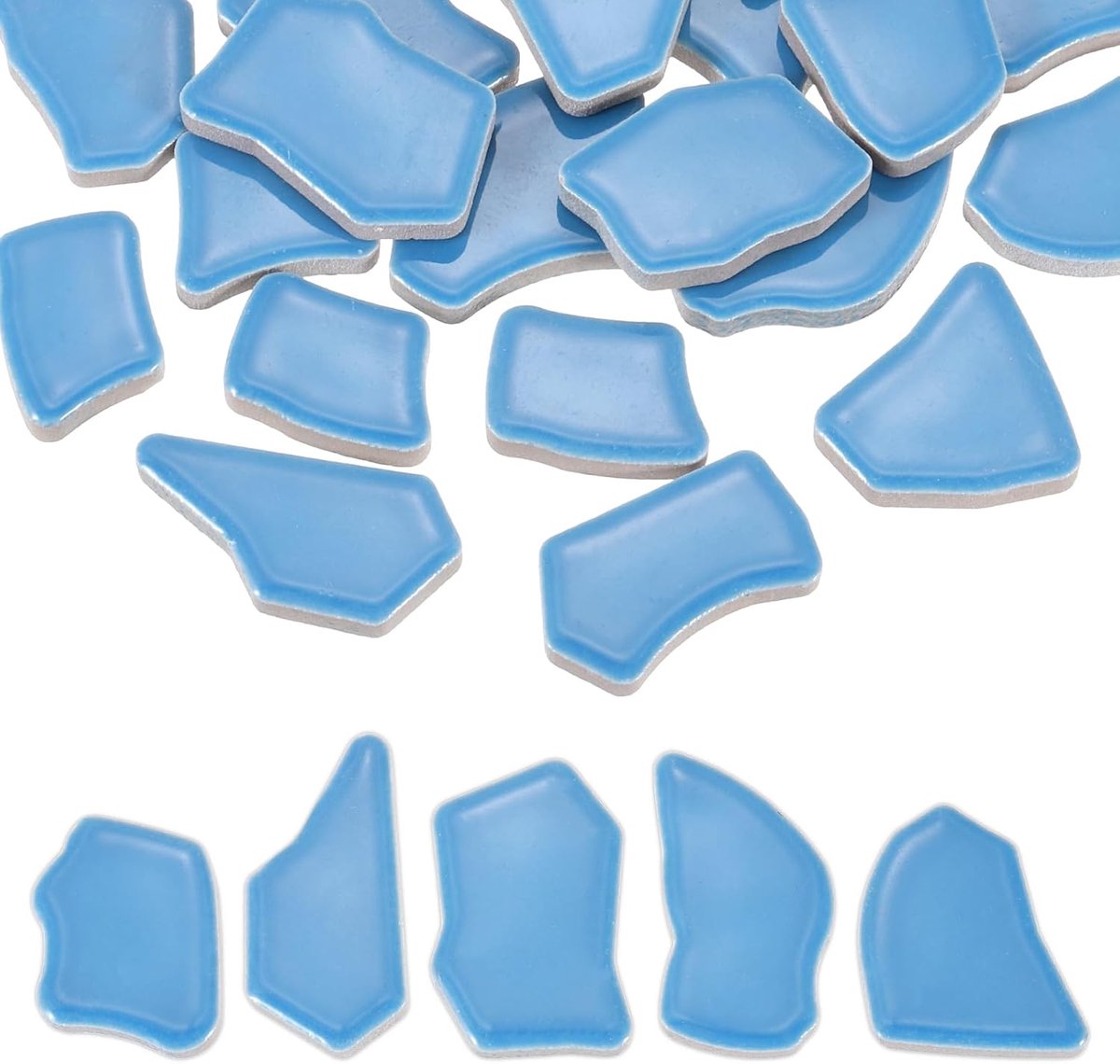250 g/0,4 kg Onregelmatige Keramiek Mozaïek Tegels, 0.77"-1.5" Mozaïek Gebeitste Tegel Gebroken Porseleinen Stukken Stenen Bulk voor DIY Craft Maken Vazen Woondecoratie, Blauw