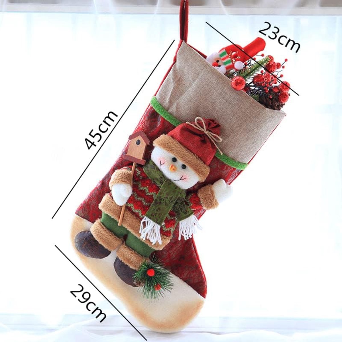 Kerstkous, katoen en linnen, grote opening met kerstborduurwerk, voor kerstboom, schoorsteenwand, decoraties