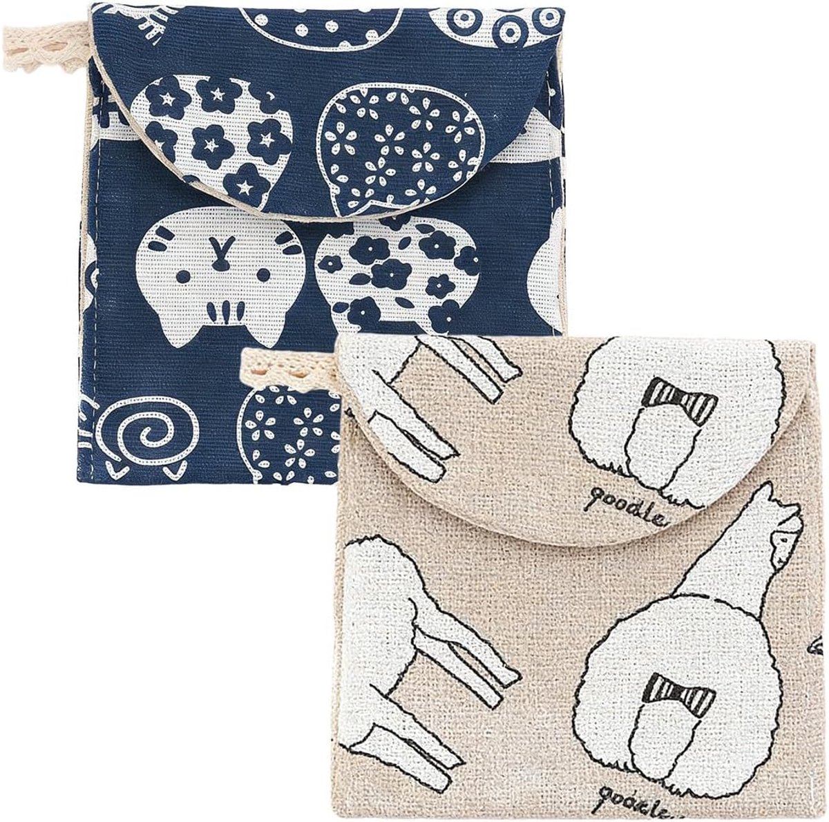 2 stuks maandverbandzakjes voor meisjes, voor tampons, slipjes, menstruatieslip, opbergtas, organizer, set voor eerste regels, meisjes, schattig en draagbaar, cadeau voor dames