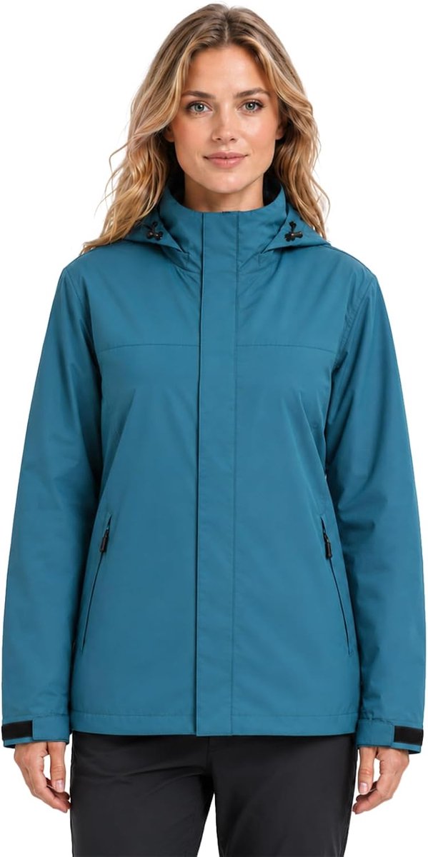 Waterdichte Jas Dames Lichtgewicht Trenchcoat Dames Waterdichte en Ademende Outdoorjas Met Afneembare Capuchon Geschikt Voor Wandelen en Kamperen