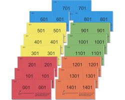 1-1500 Afscheurbaar Losse Grootverpakking Dubbel Numeriek Blokken Garderobetickets Maaltijdbonnen Tickets Voor Tentoonstellingen Evenementen Consumptiebonnen Loterijen(Innovatieve Kleuren)