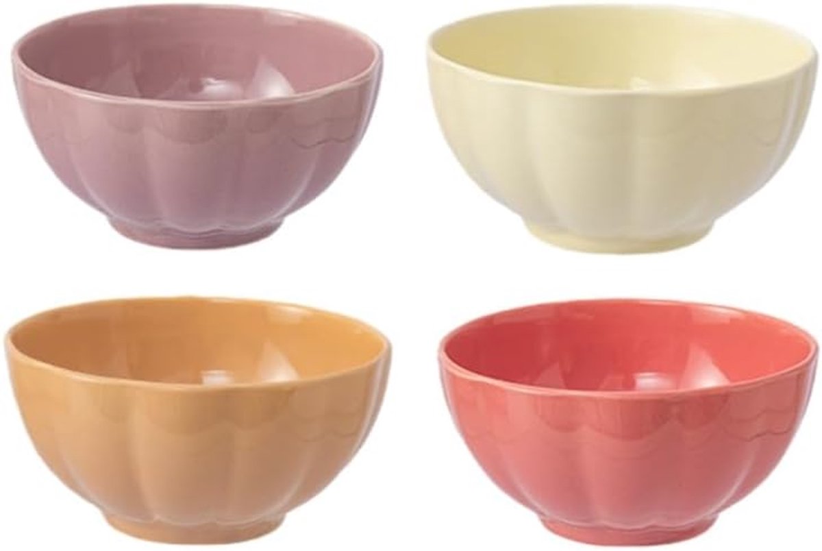 4-delige keramische kom set: ontbijtkom/serveerkom/dessertkom/rijstkom, diverse kleuren servies, dinerborden, fruit- en snackcontainers