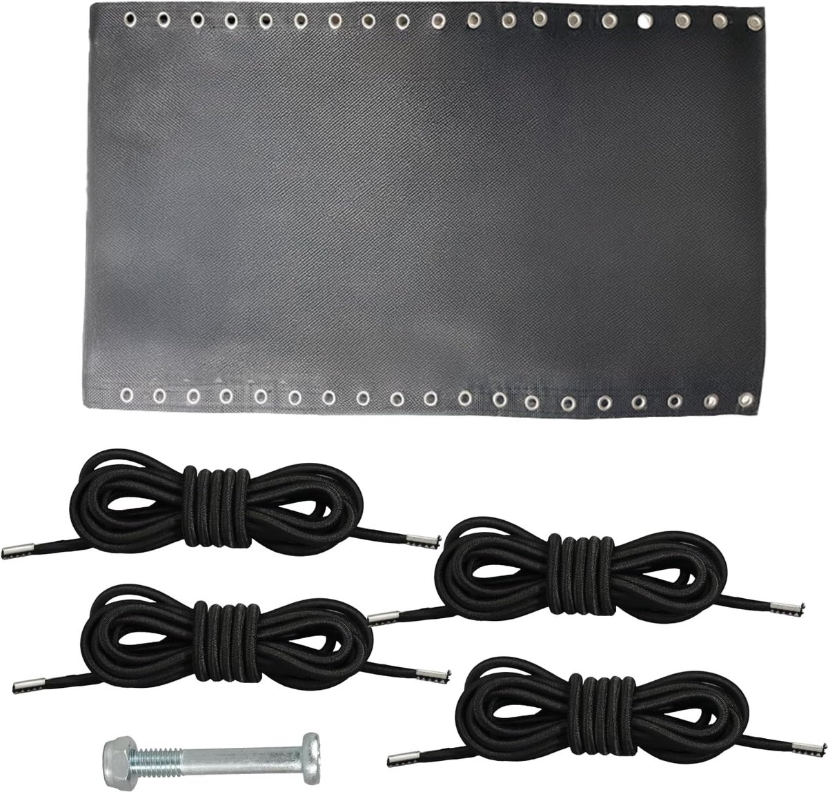Reservedoek voor ligstoel met 4 elastische koorden (zwart, 160 x 43 cm), vervangende stof voor zwaartekrachtstoel, klapstoel, tuin, ligstoel, outdoor, reparatiestof