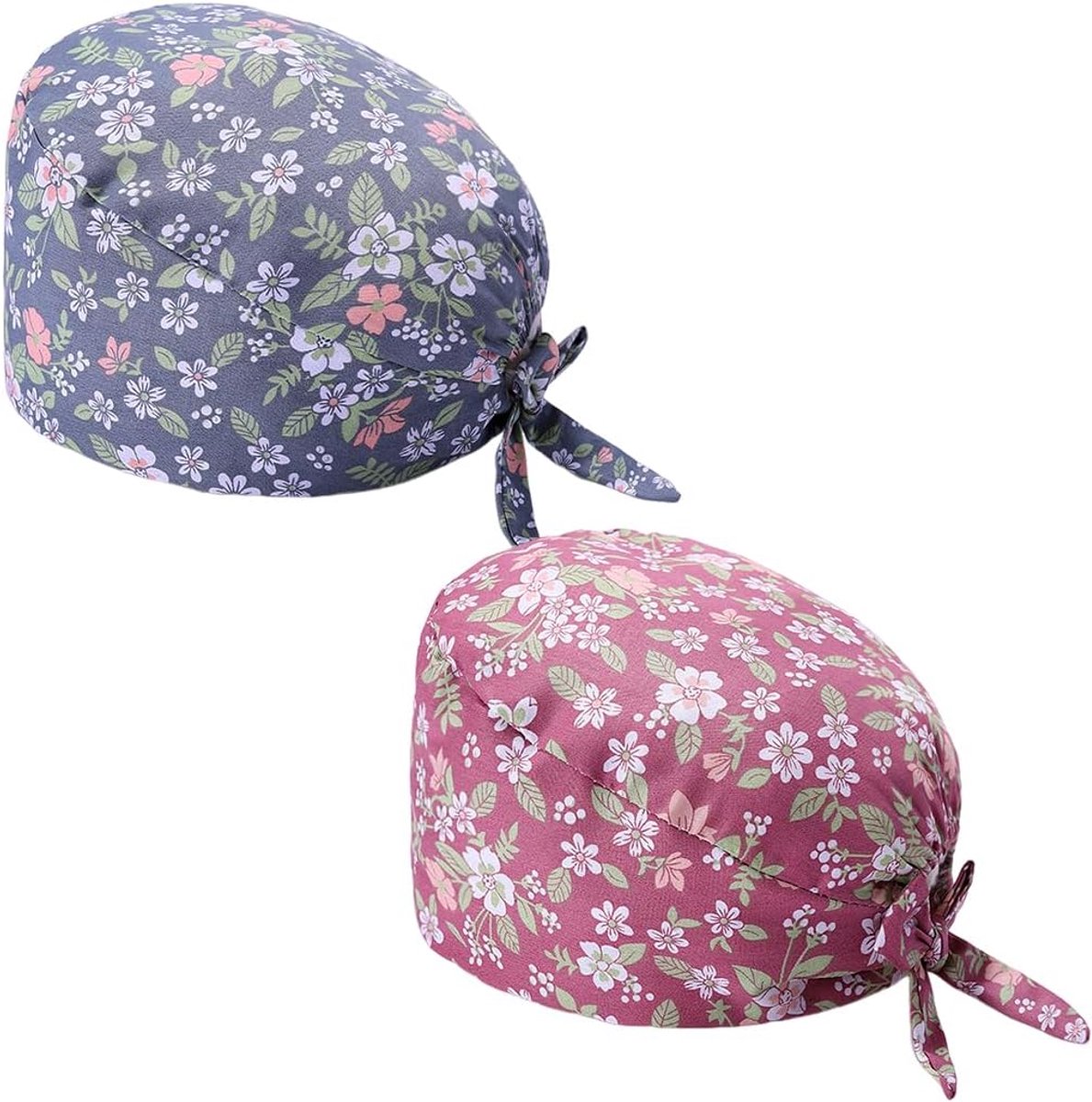 2 stuks verstelbare chirurgische pet met knoop werkmuts verpleegstermuts print katoen unisex cap stofdichte pet voor verpleegsters, artsen en tandartsen