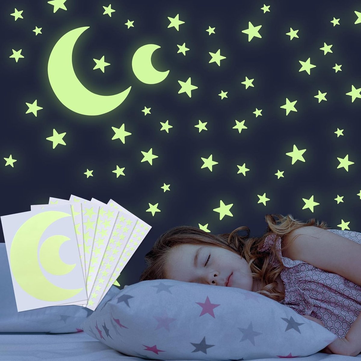 Sterren plafond, 318 stuks lichtgevende sterren, lichtgevende sterren, stickers voor kinderen, muurstickers voor kinderen, fluorescerende ster voor plafonddecoratie