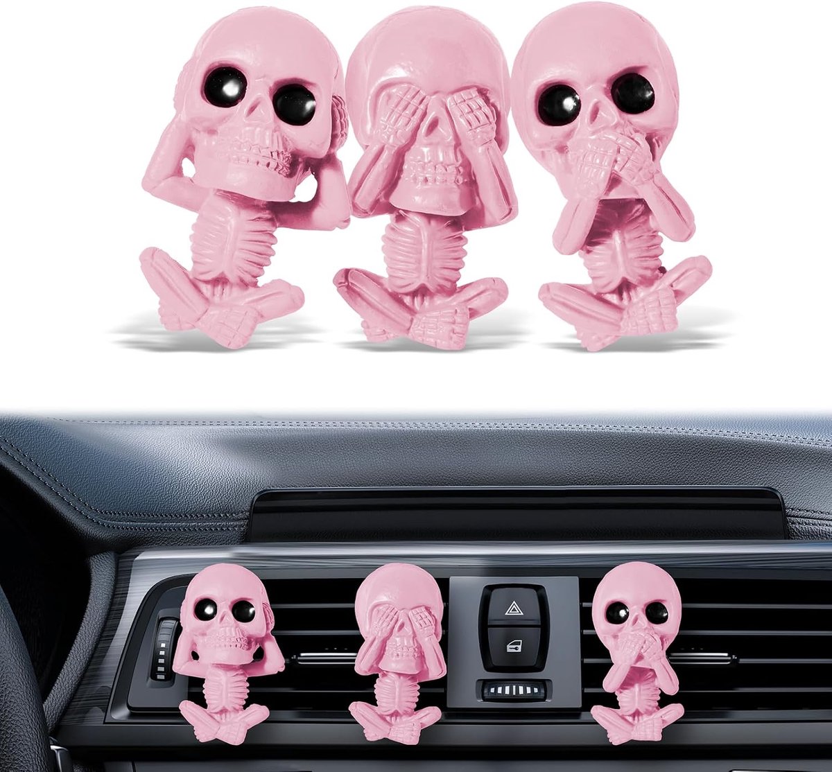 Auto Luchtverfrisser Vent Clips, Goth Interieurdecor, Gotische Halloween Coole Decoratie Horror Schedel Dashboard Accessoires, Griezelig Schattig Grappig Cadeau Voor Mannen En Vrouwen