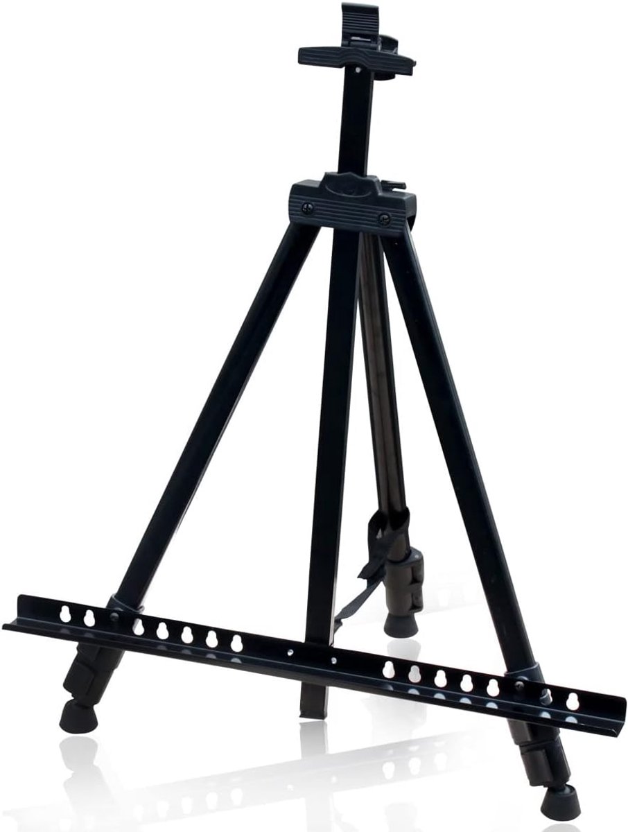 Ezel 1pc aluminiumlegering/ijzeren schildersezel opvouwbare schildersezel frame artiest verstelbare statief display plank met tas buitenshuis schildersezel (Color : Black)