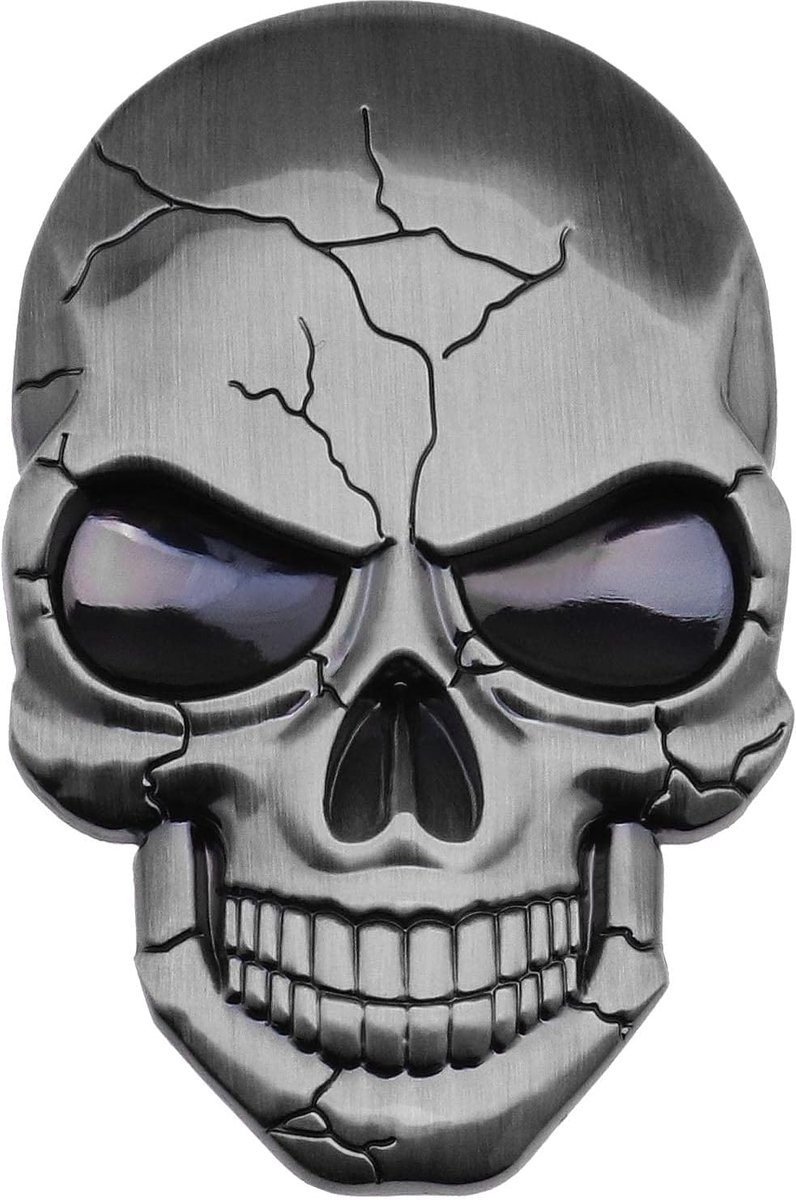 3D Metalen Sticker Doodshoofd Punisher Voertuig Sticker Waterdicht Decoratie Logo Cranium Embleem Badge Sticker voor Auto Vrachtwagen Motorfiets Koelkast Computer Deur Titanium Zilver