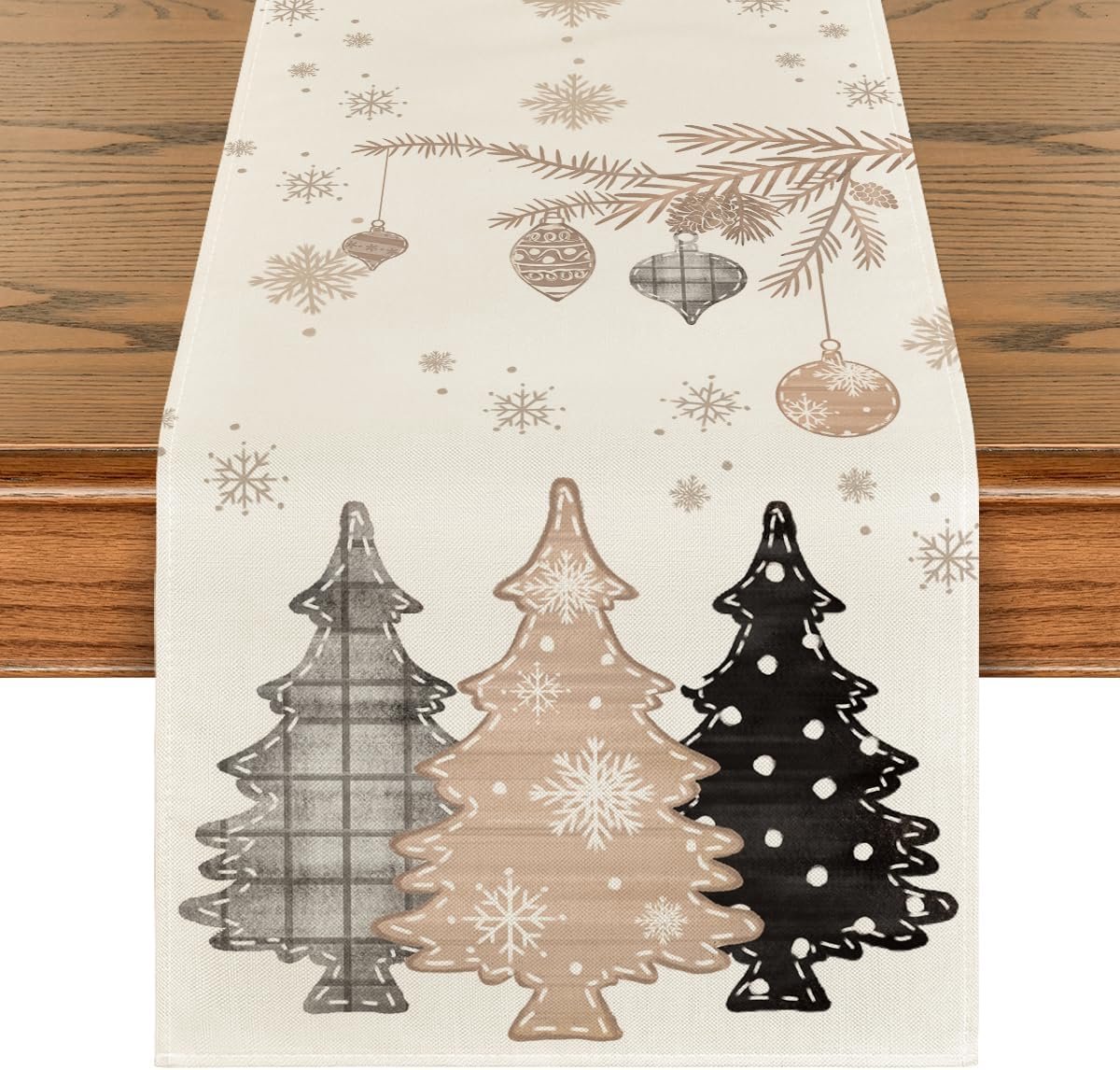 Mode Tafelloper, roze, bomen, kerstdecoratie, voor de winter, in de keuken, als woondecoratie, in vakantie, voor feest, 40 x 300 cm