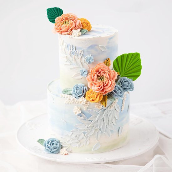 2 stuks 3D-siliconen vormen, bladeren, fondant, zelf gemaakt monstera-blad, gebruikt voor doe-het-zelf handwerk, brood, chocolade, suiker, flippping, gelei, zeep, taartdecoratie (grijs) — afbeelding 3