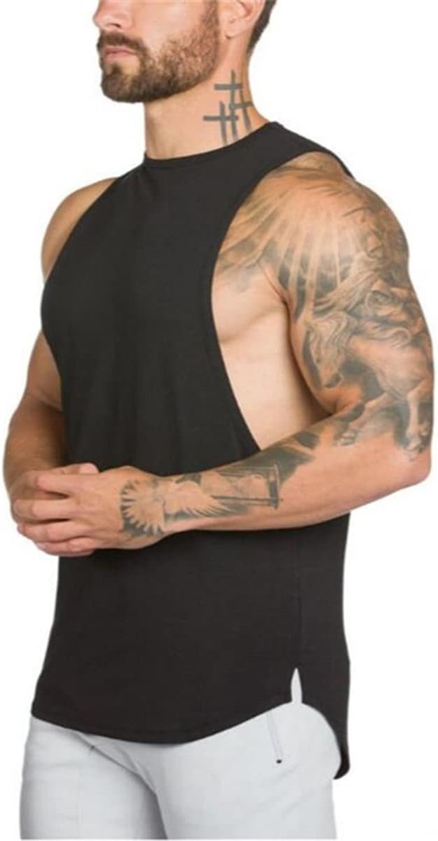 Tanktop voor heren, mouwloos spiershirt, gym, workout, sport, bodybuilding, stringer