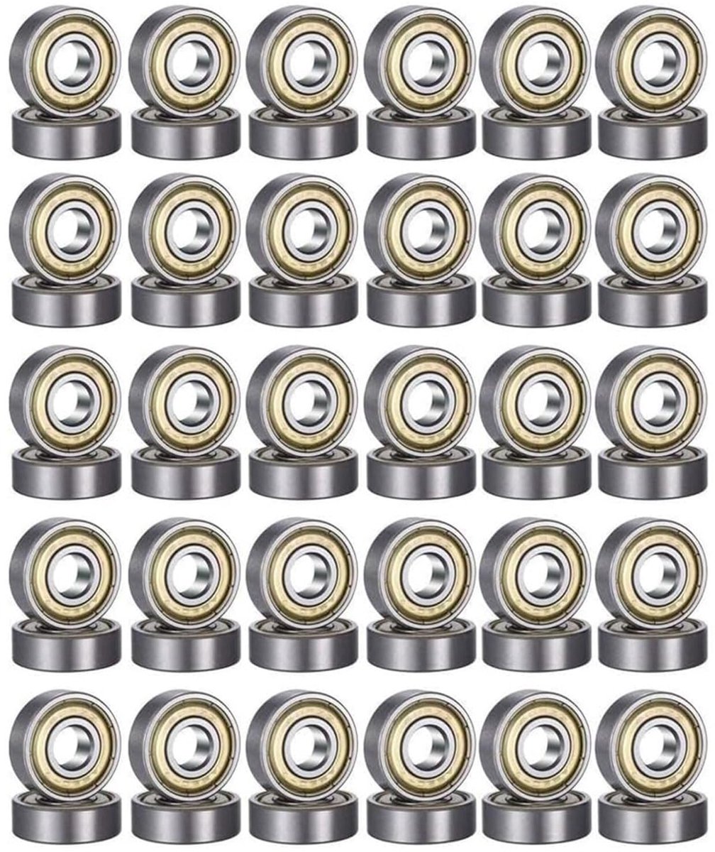 Lagers, 8 x 22 x 7 mm, metaal, Double Shielded miniatuur groefkogellagers voor skateboard, scooter, inline skates, 60 stuks