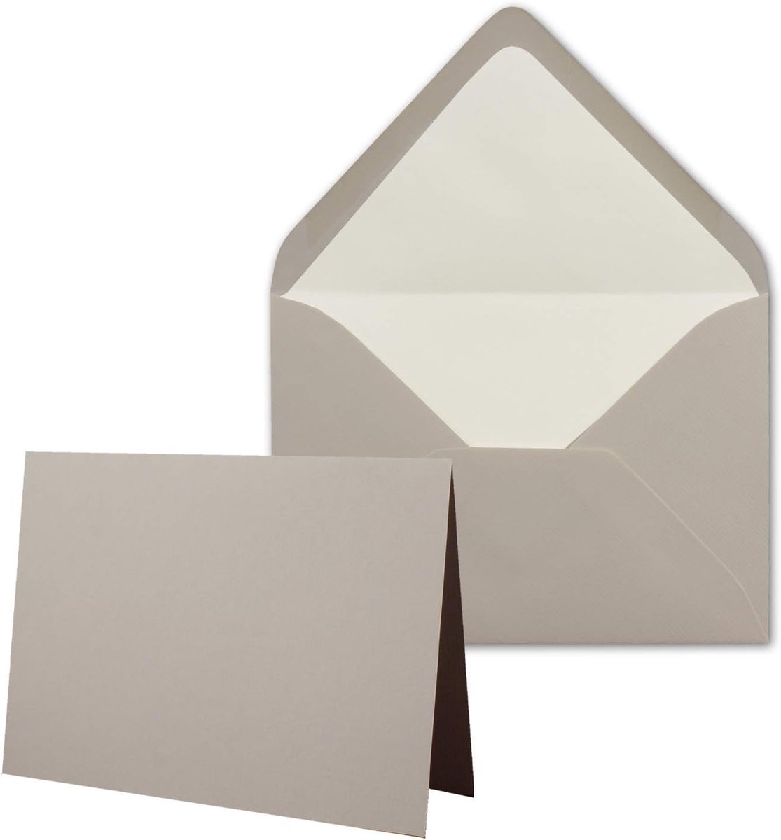 10 x kaartenpakket met gevoerde enveloppen - geribbeld - DIN A6/C6 - taupe - 10,5 x 14,8 cm - nat lijmen - nieuw papier