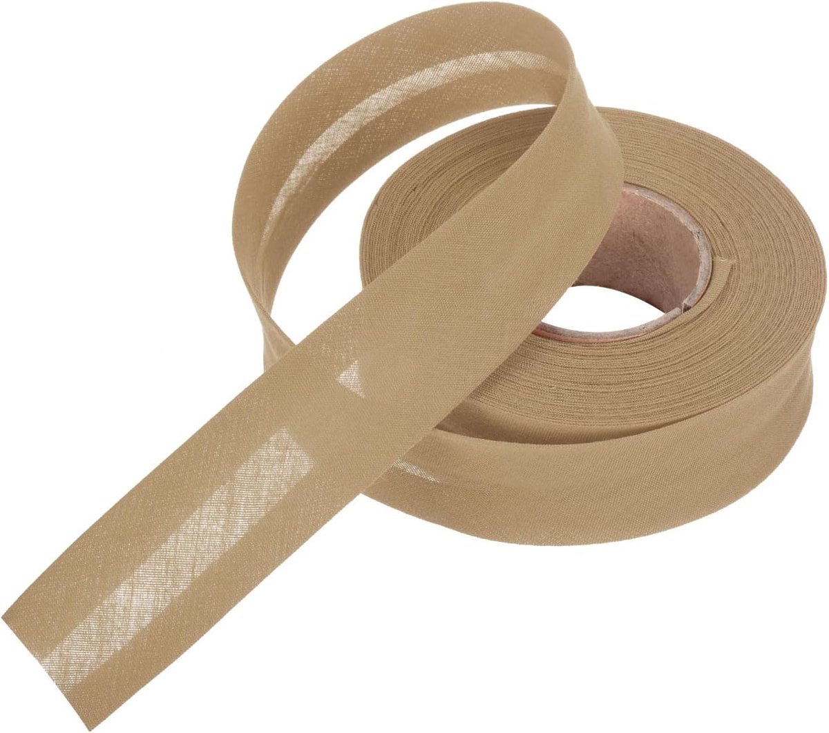 25 mm enkele biasband van polyester, doorlopend volume om te naaien, zomen, binden, handwerk (kaki 10 yards)