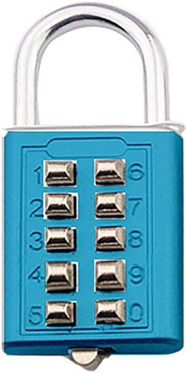 Wachtwoordhangslot - Blauw - 6 mm - Zinklegering met 5-cijferige Combinatie - Voor Schoolkluizen en Buitenhek