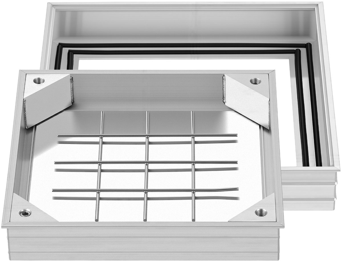 Putdeksel met Frame 30 X 30 cm, Onzichtbaar Ontwerp, Bestraatbare Septictankdeksel van Aluminiumlegering voor Geïntegreerde Afwatering op Looppaden, Tuinen en Terrassen