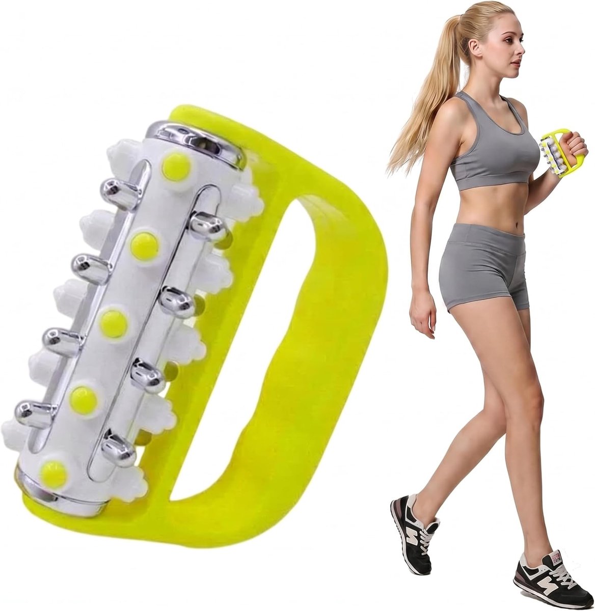 1 stuk - Massage Roller - Handheld kleine rollen - Massager - ontspannen van de been spieren - geschikt voor massage schouder nek taille rug - geel