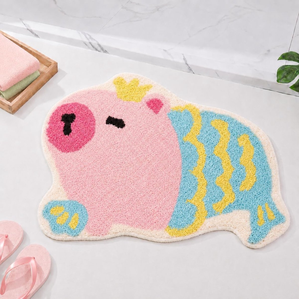 Schattige Capybara Badmat, Antislip Douchematt, Wasbare Badkamerkleed voor Kinderen en Volwassenen, 40x60cm, Dierlijk Ontwerp, Comfortabel en Praktisch