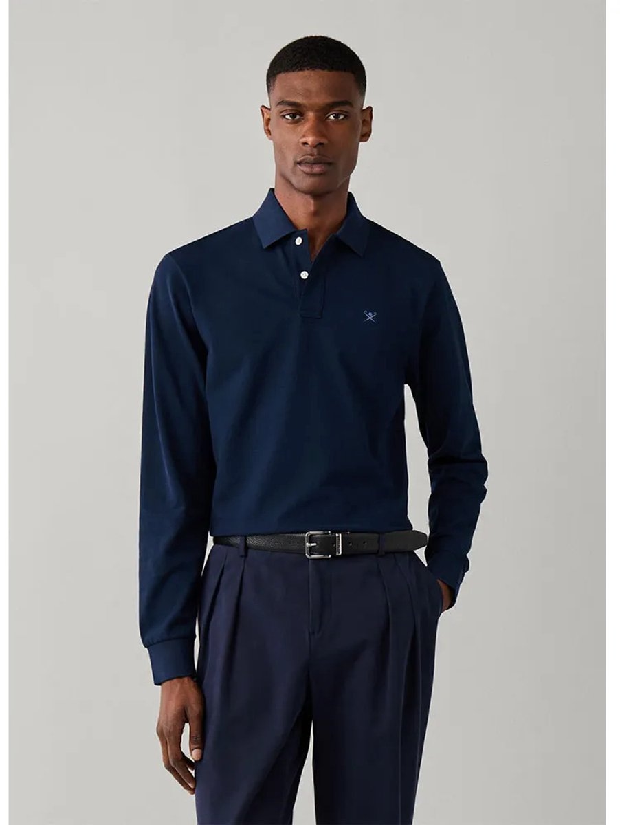 Hackett Hm5500048 Lange Mouw Poloshirt Blauw XL Man