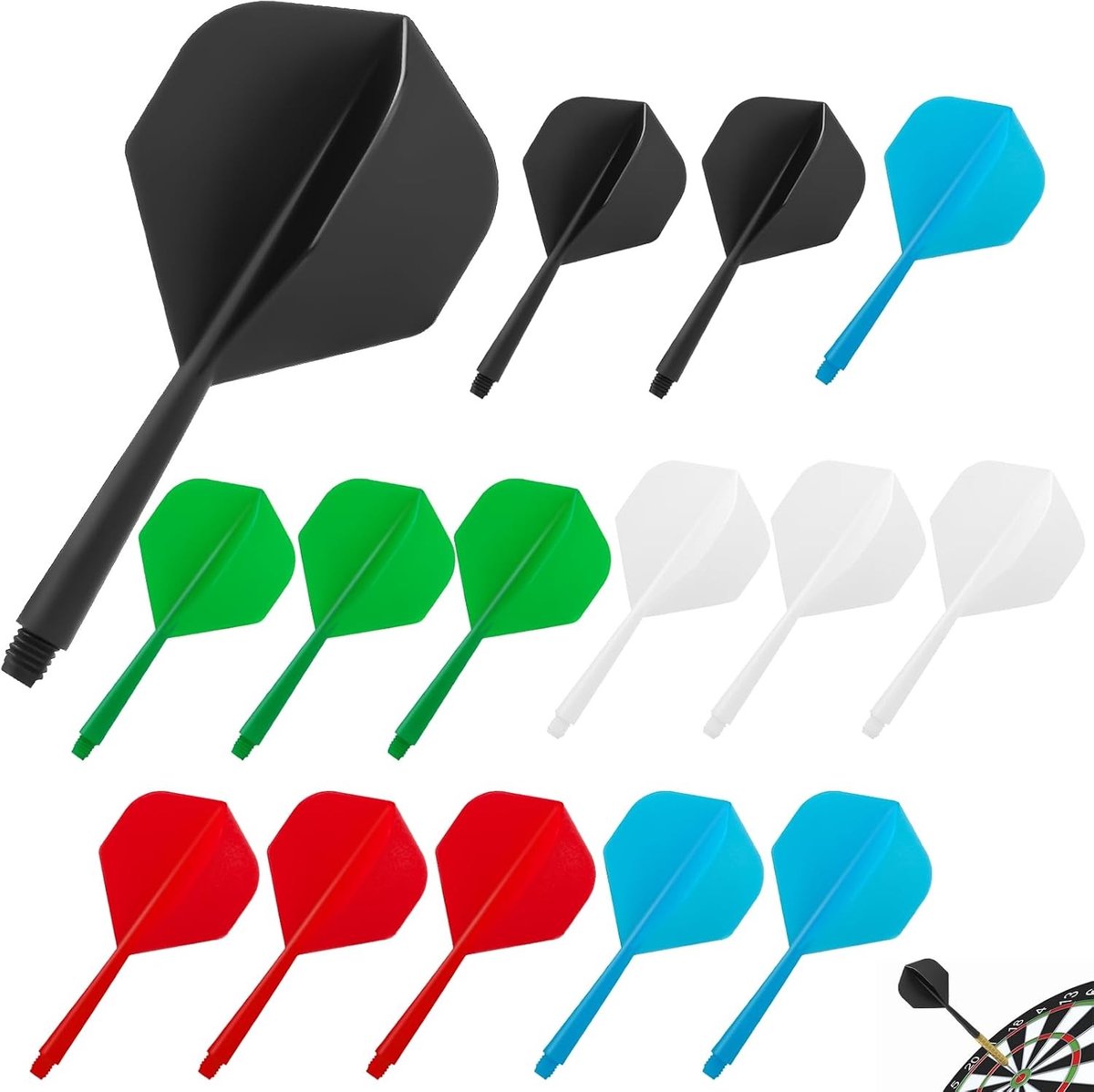 12 Stabiliteit Flights met Schachten, Vaste Plastic Darts, Ideaal voor Dartspellen en Toernooien