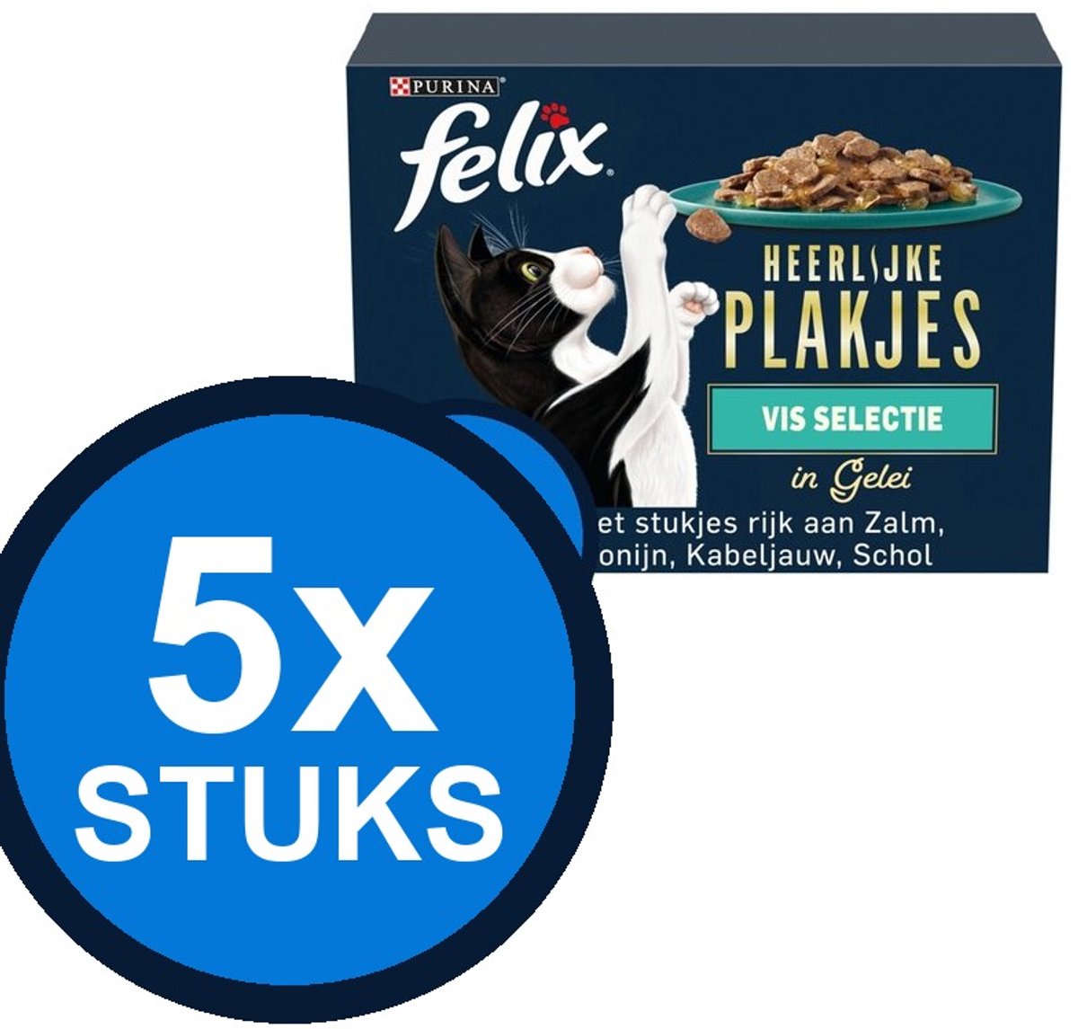 Felix Felix - Heerlijke Plakjes In Gelei Vis Selectie Multipack - Kattenvoer Natvoer - 960 g