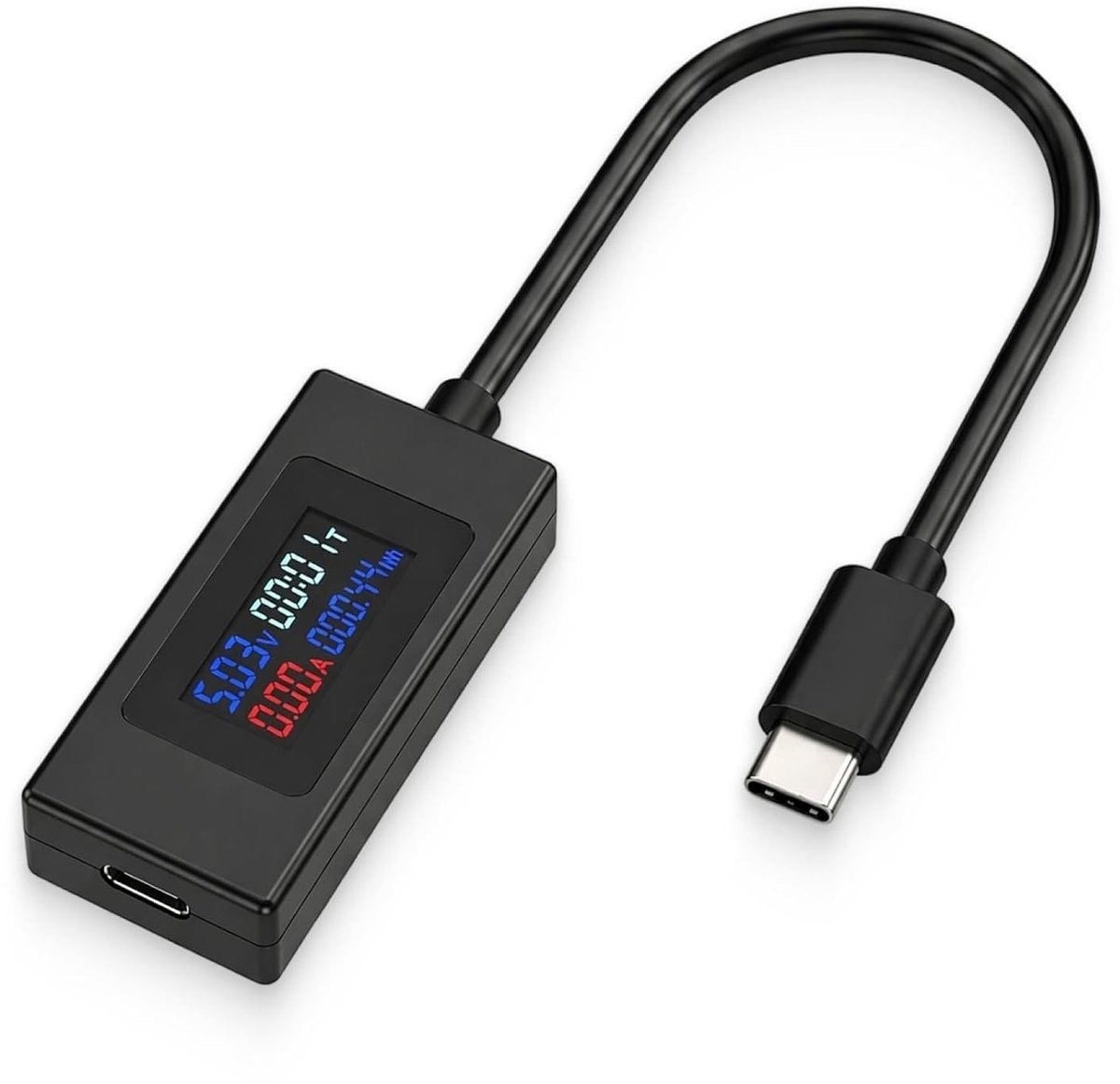 USB C Stroommeter - Zwart - 4 tot 30V - Multimeter voor Spannings- en Stroommeting - Voor Technici en Hobbyisten