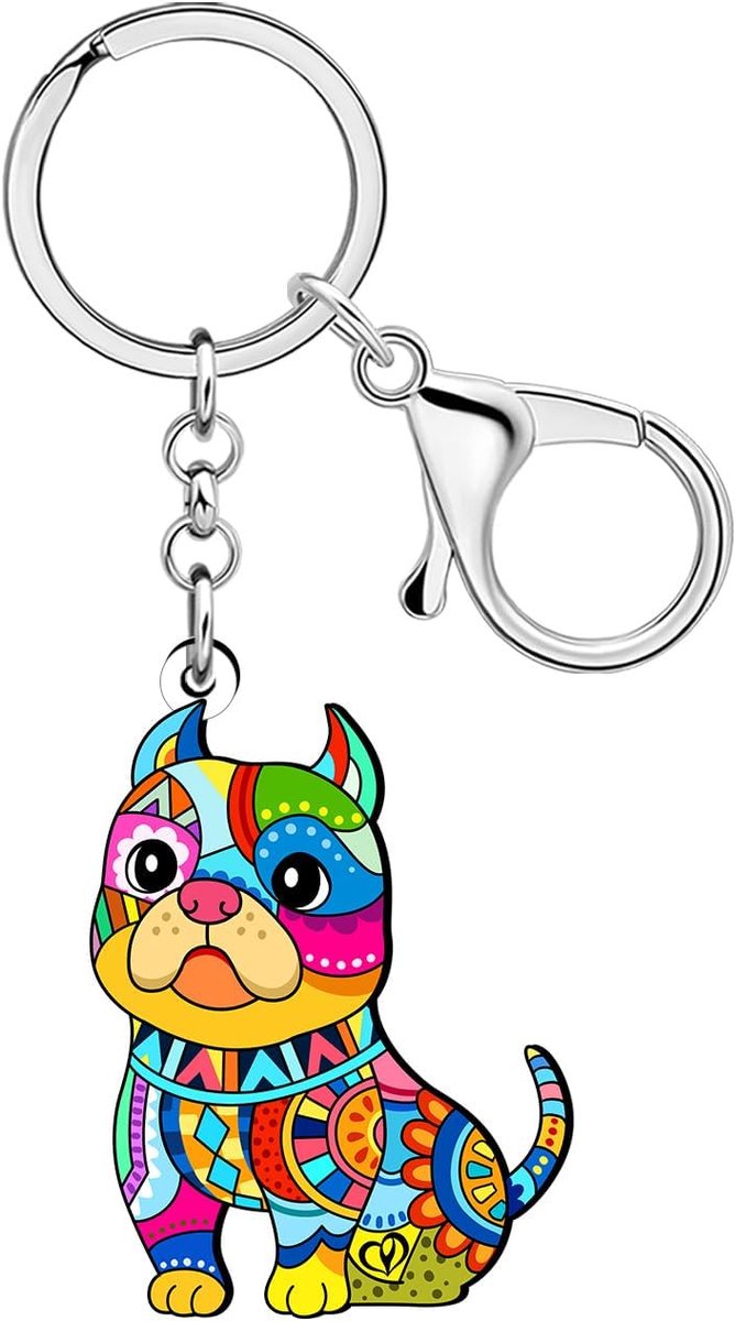 Acryl Leuke Pitbull Puppy Sleutelhanger Sleutelhanger Pit Bull Hond Mom Geschenken Voor Vrouwen Meisjes Hond Liefhebbers Autosleutels Accessoires