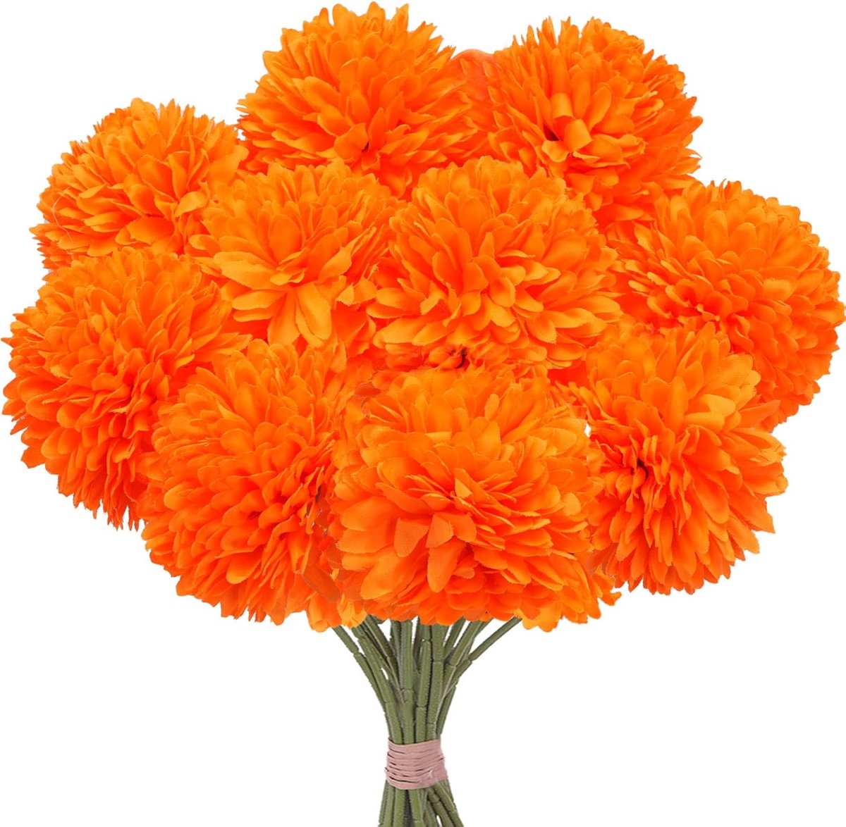 12 stuks kunsthortensia, oranje, van zijde | Kunstbloemen, oranje, realistische kunstbloemen voor herfstdecoratie, begraafplaats, huis, tuin, feest, kantoor